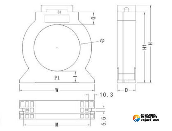 閉口式，圓孔100A-630A外形尺寸圖
