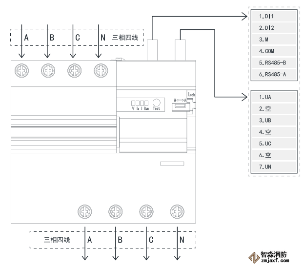 TY-610-4P智慧空開(kāi)產(chǎn)品接線示意圖